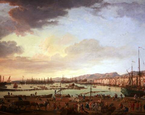 Le port vieux de Toulon vu du côté des magasins aux vivres, par Joseph Vernet, 1756. - Photo Musée national de la Marine