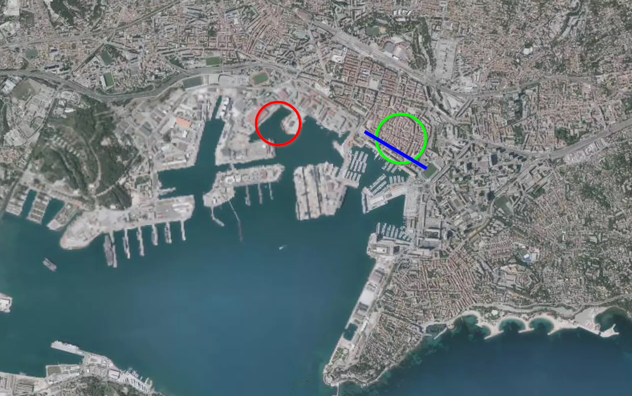 Vue satellite du port de Toulon
